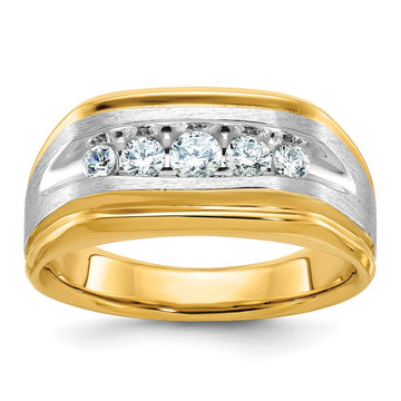 IBGoodman 14k Two-tone Men's Polished Satin and Grooved 5-Stone Ring Mounting