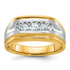 IBGoodman 14k Two-tone Men's Polished Satin and Grooved 5-Stone 1/2 Carat AA Quality Diamond Ring