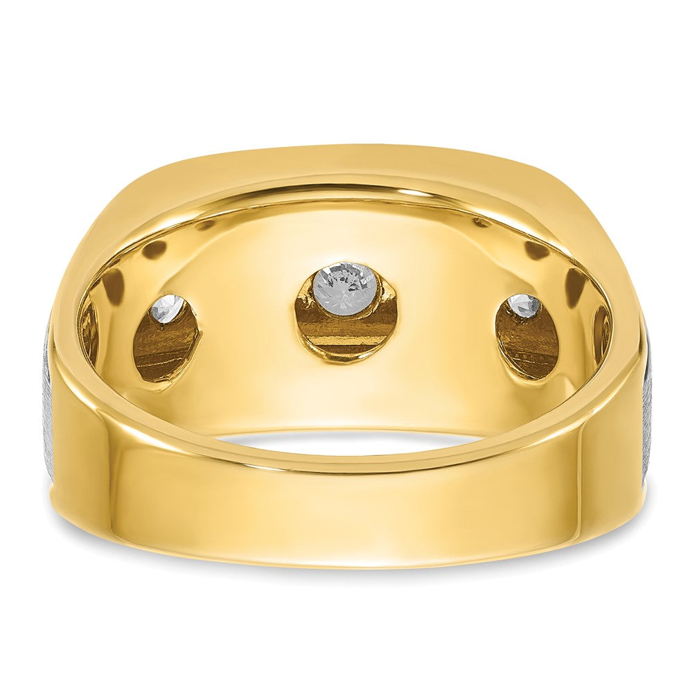 IBGoodman 10k Two-tone Men's Polished Satin and Grooved 5-Stone Ring Mounting