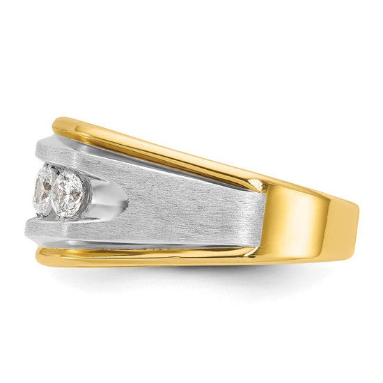 IBGoodman 14k Two-tone Men's Polished Satin and Grooved 5-Stone Ring Mounting
