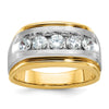 IBGoodman 14k Two-tone Men's Polished Satin and Grooved 5-Stone Ring Mounting