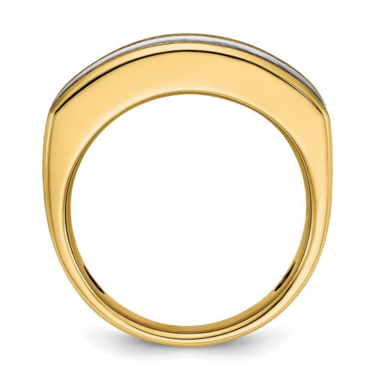 IBGoodman 14k Two-tone Men's Polished Satin and Grooved 7-Stone Ring Mounting