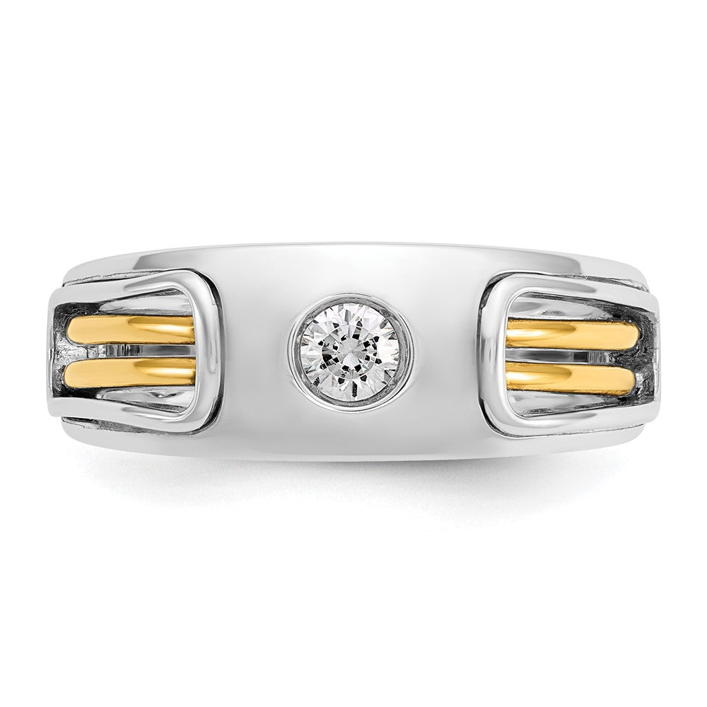 14k Two-tone Men's Polished and Cut-Out 1/5 Carat AA Quality Diamond Ring