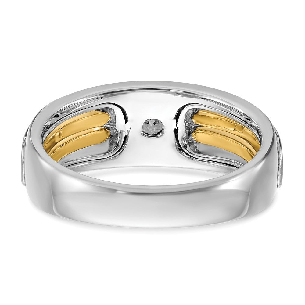 14k Two-tone Men's Polished and Cut-Out 1/5 Carat AA Quality Diamond Ring
