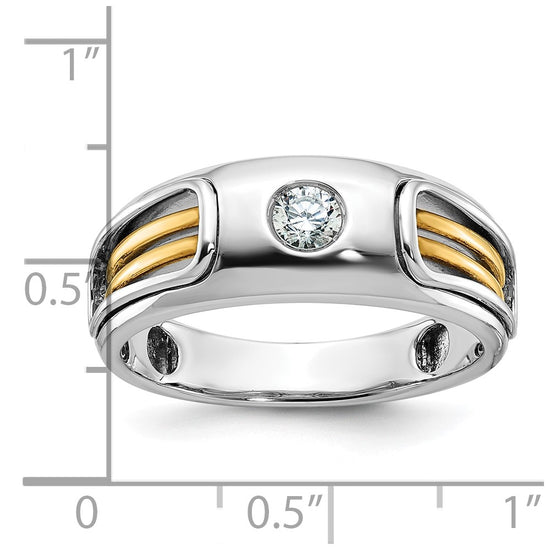 14k Two-tone Men's Polished and Cut-Out 1/5 Carat AA Quality Diamond Ring