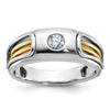 14k Two-tone Men's Polished and Cut-Out 1/5 Carat AA Quality Diamond Ring