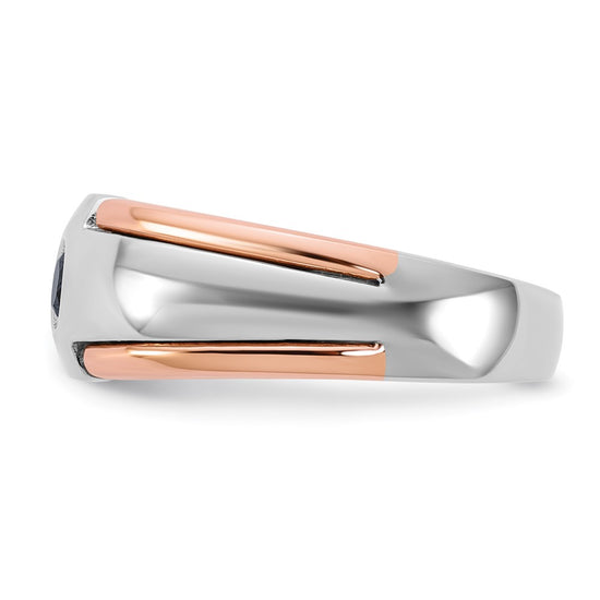 14k Two-tone White/Rose Gold Men's 1/4 carat Black Diamond Complete Ring