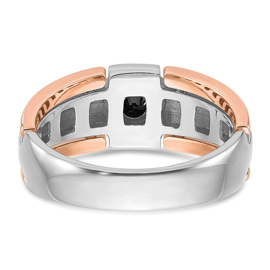 14k Two-tone White/Rose Gold Men's 1/4 carat Black Diamond Complete Ring
