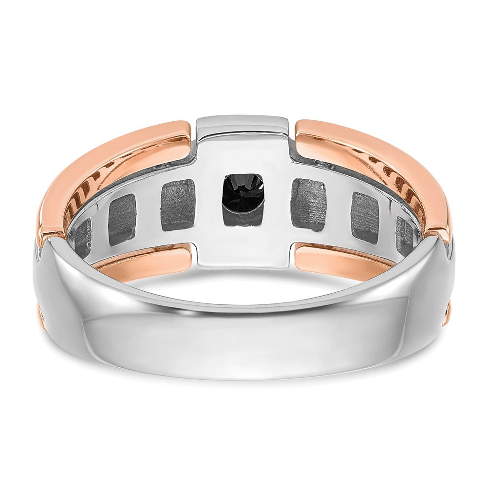 14k Two-tone White/Rose Gold Men's 1/4 carat Black Diamond Complete Ring