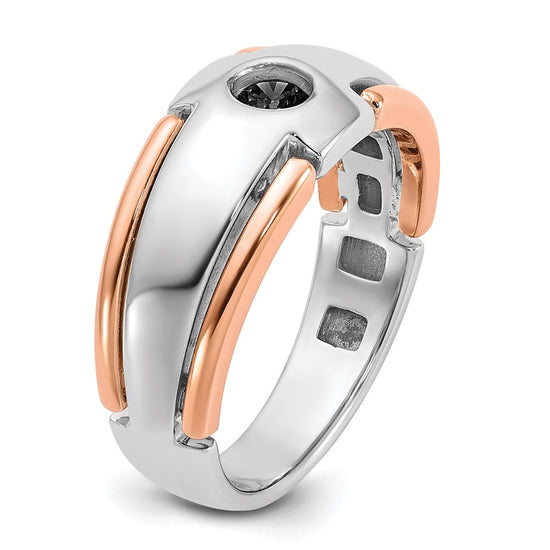 14k Two-tone White/Rose Gold Men's 1/4 carat Black Diamond Complete Ring