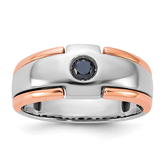 14k Two-tone White/Rose Gold Men's 1/4 carat Black Diamond Complete Ring