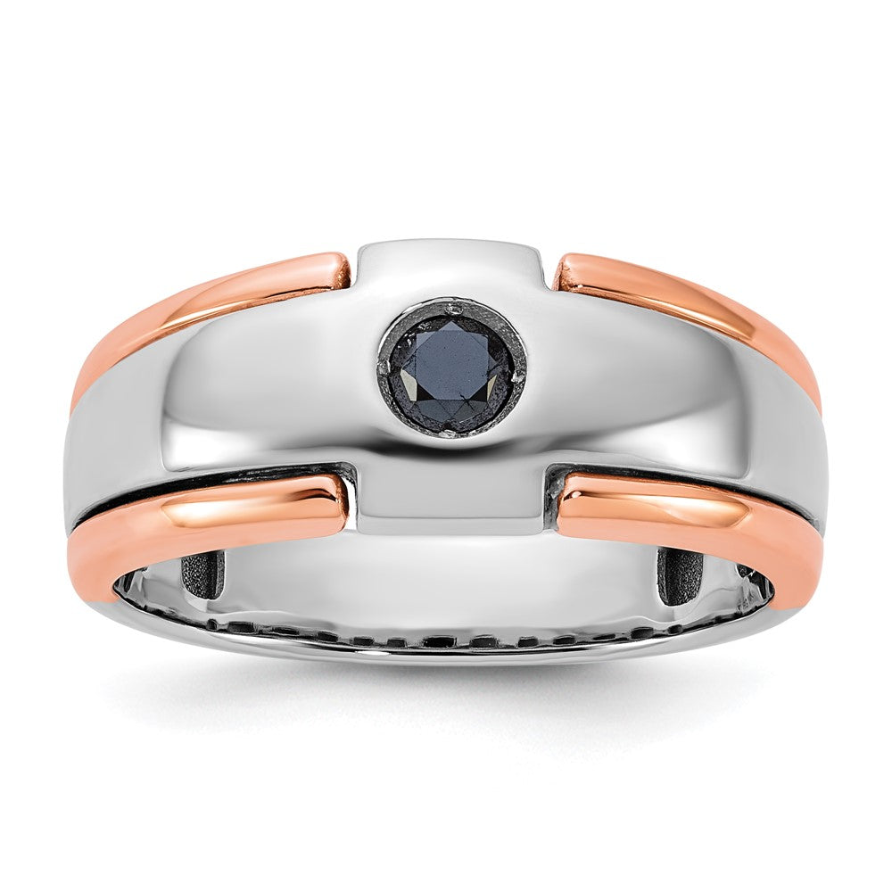 14k Two-tone White/Rose Gold Men's 1/4 carat Black Diamond Complete Ring