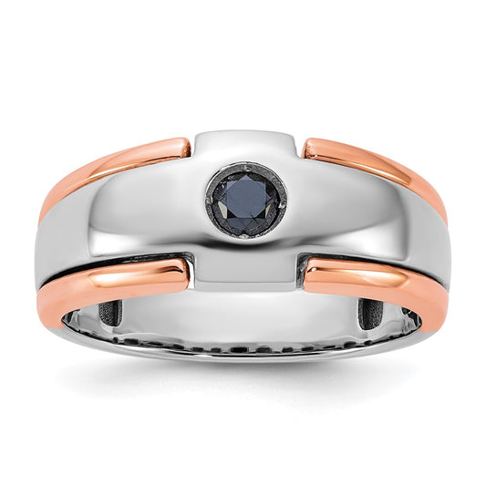 14k Two-tone White/Rose Gold Men's 1/4 carat Black Diamond Complete Ring