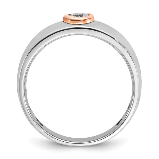 14k Two-tone White/Rose Gold Men's 1/4 carat Diamond Complete Ring