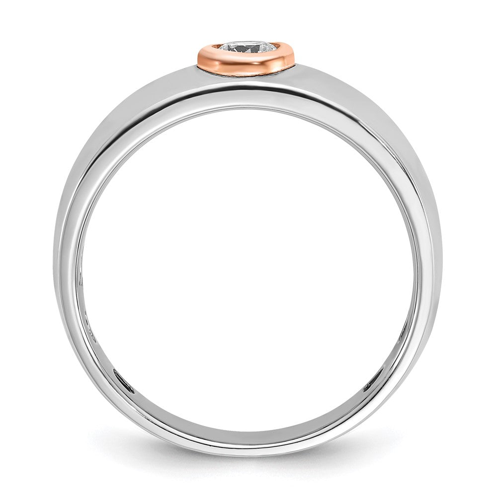 14k Two-tone White/Rose Gold Men's 1/4 carat Diamond Complete Ring