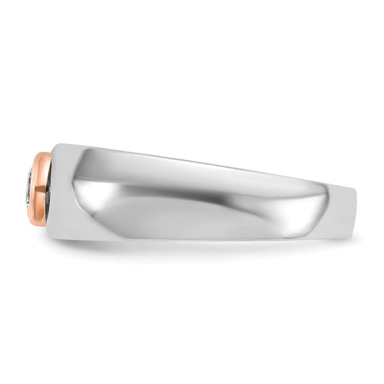 14k Two-tone White/Rose Gold Men's 1/4 carat Diamond Complete Ring