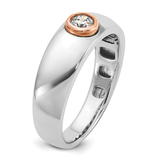 14k Two-tone White/Rose Gold Men's 1/4 carat Diamond Complete Ring