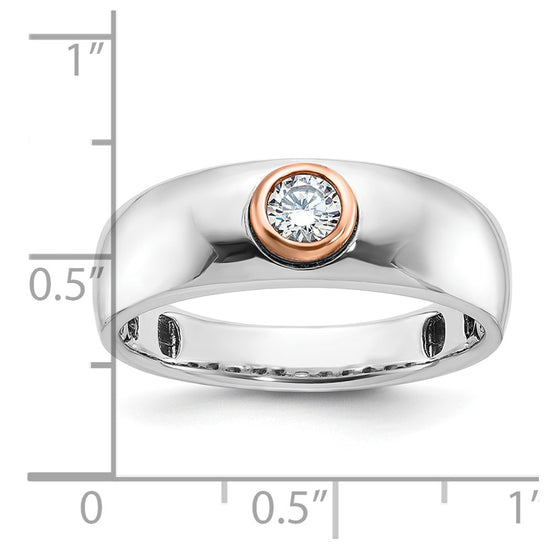 14k Two-tone White/Rose Gold Men's 1/4 carat Diamond Complete Ring