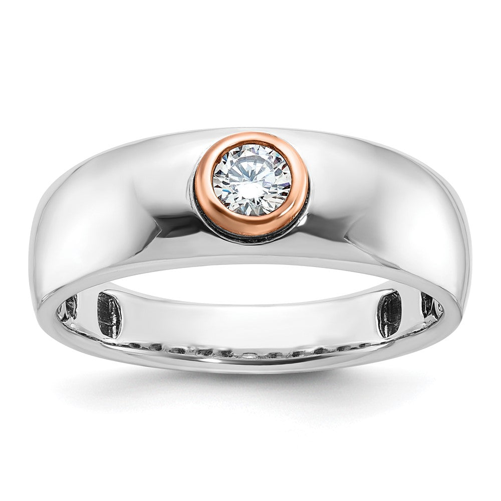 14k Two-tone White/Rose Gold Men's 1/4 carat Diamond Complete Ring