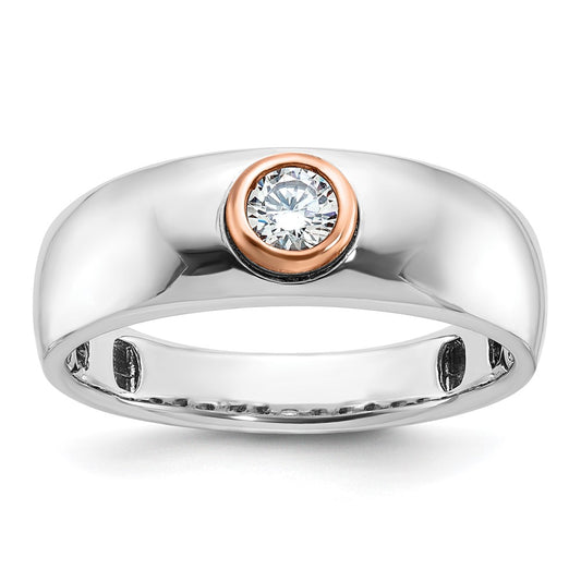14k Two-tone White/Rose Gold Men's 1/4 carat Diamond Complete Ring