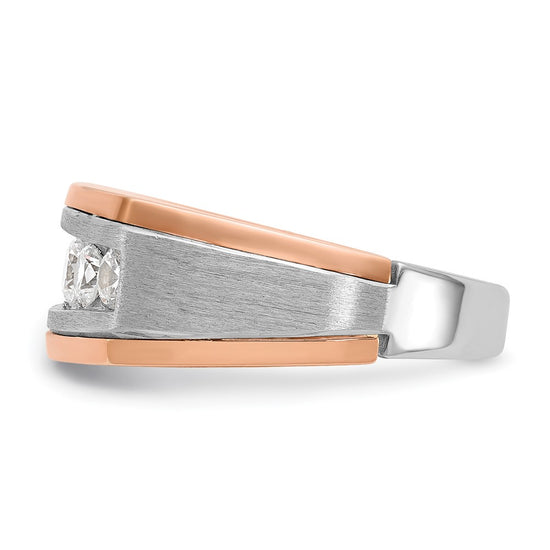IBGoodman 14k White and Rose Gold Men's Polished and Satin 5-Stone Ring Mounting