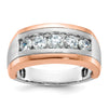 14k White and Rose Gold Men's Polished and Satin 5-Stone 1 Carat AA Quality Diamond Ring