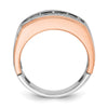 14k White and Rose Gold Men's Polished and Satin 5-Stone 1 Carat AA Quality Diamond Ring