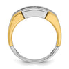 14k Two-tone Men's Polished Satin and Grooved 5-Stone 1 Carat AA Quality Diamond Ring