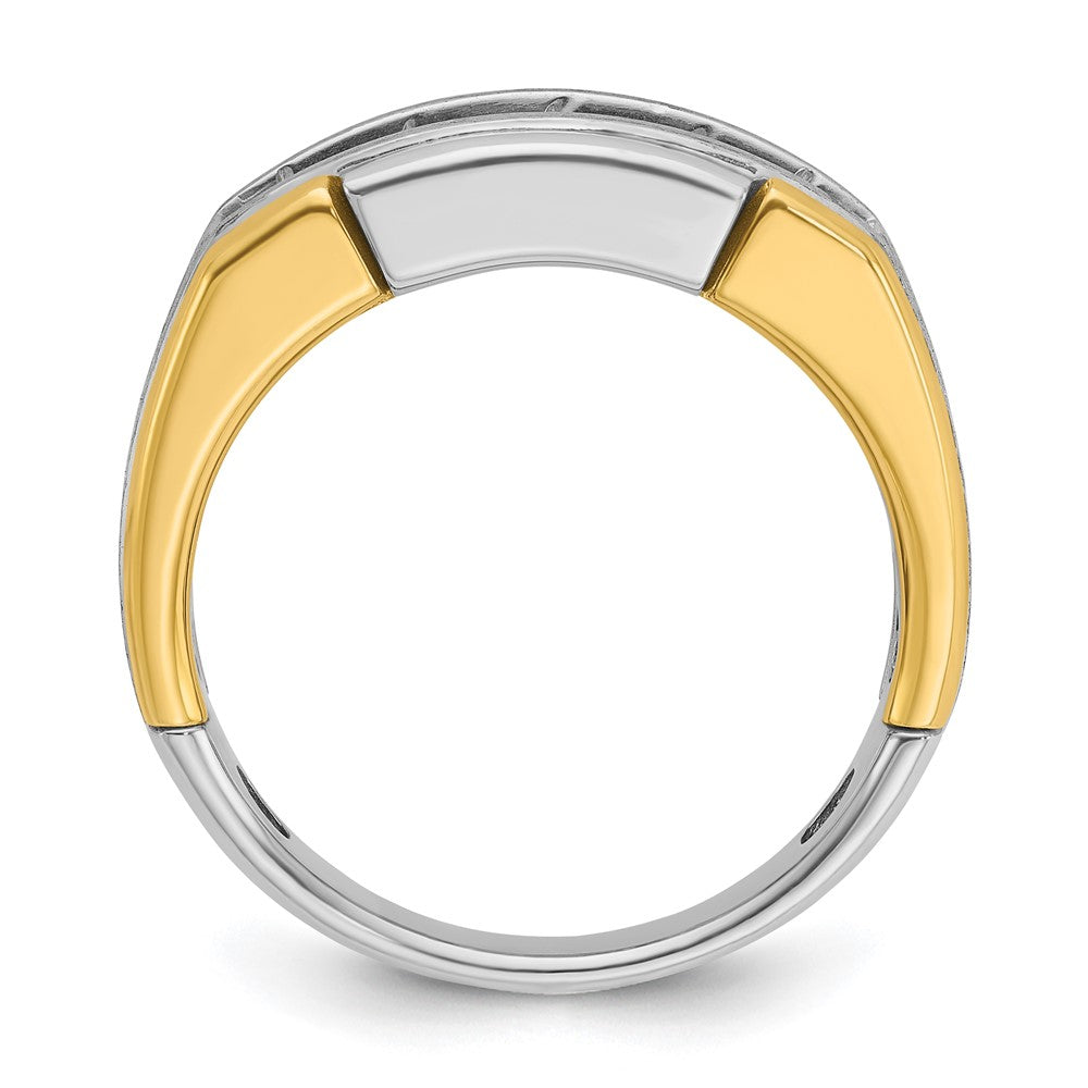 IBGoodman 14k Two-tone Men's Polished Satin and Grooved 5-Stone Ring Mounting