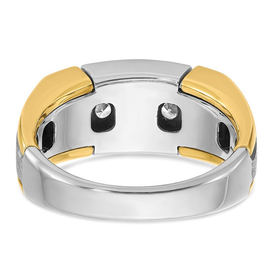 IBGoodman 14k Two-tone Men's Polished Satin and Grooved 5-Stone Ring Mounting