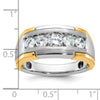 14k Two-tone Men's Polished Satin and Grooved 5-Stone 1 Carat AA Quality Diamond Ring
