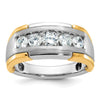 14k Two-tone Men's Polished Satin and Grooved 5-Stone 1 Carat AA Quality Diamond Ring
