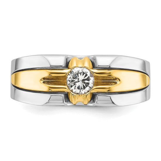 14k Two-tone Men's 3/8 carat Diamond Complete Ring
