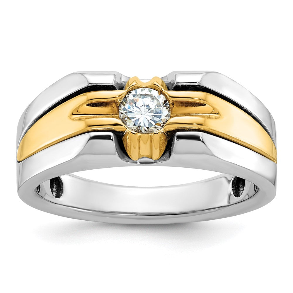 14k Two-tone Men's 3/8 carat Diamond Complete Ring