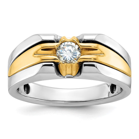 14k Two-tone Men's 3/8 carat Diamond Complete Ring