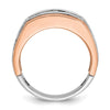 IBGoodman 14k White and Rose Gold Men's Polished Satin and Grooved 5-Stone Ring