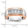 14k White and Rose Gold Men's Polished Satin and Grooved 5-Stone 1/2 Carat AA Quality Diamond Ring