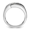 14k White Gold with Black Rhodium Men's Polished Satin and Grooved 1/2 Carat AA Quality Diamond Ring