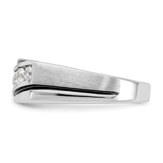 14k White Gold with Black Rhodium 1/2 carat Lab Grown Diamond VS/SI+ G+ Complete Polished Satin and Grooved Men's Ring
