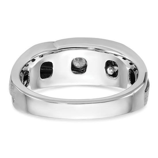 14k White Gold with Black Rhodium 1/2 carat Lab Grown Diamond VS/SI+ G+ Complete Polished Satin and Grooved Men's Ring