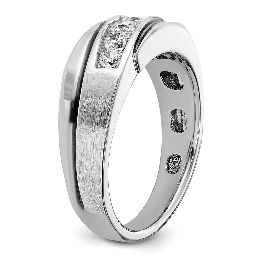 14k White Gold with Black Rhodium 1/2 carat Lab Grown Diamond VS/SI+ G+ Complete Polished Satin and Grooved Men's Ring