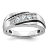 14k White Gold with Black Rhodium 1/2 carat Lab Grown Diamond VS/SI+ G+ Complete Polished Satin and Grooved Men's Ring
