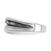 14k White Gold with Black Rhodium Men's Polished Satin and Grooved 3-Stone 1/2 Carat AA Quality Diamond Ring