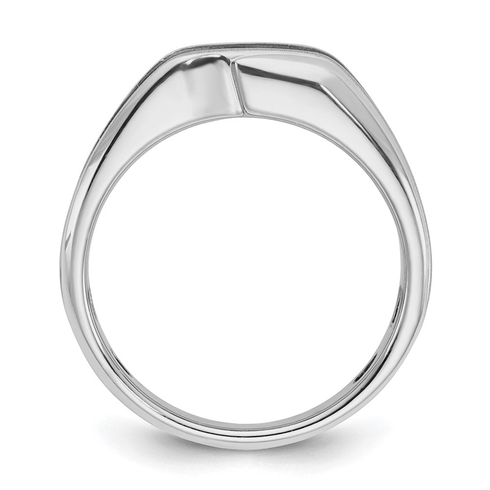 IBGoodman 14k White Gold Men's Polished Satin and Grooved Solitaire Ring Mounting