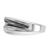 IBGoodman 14k White Gold Men's Polished Satin and Grooved Solitaire Ring Mounting