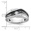 IBGoodman 14k White Gold Men's Polished Satin and Grooved Solitaire Ring Mounting