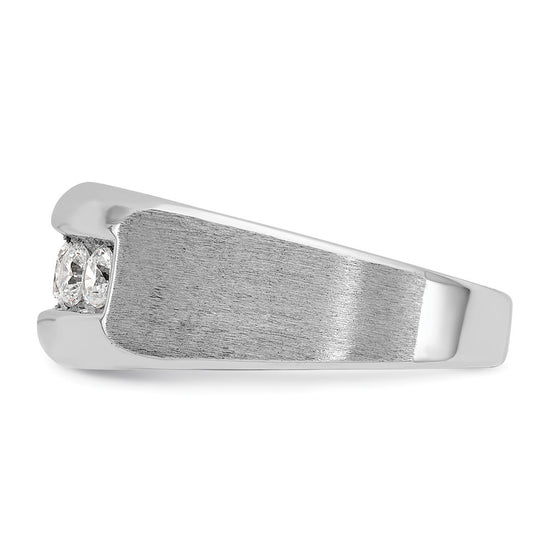 14k White Gold Men's Polished and Satin 5-Stone 1 Carat AA Quality Diamond Ring
