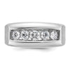 14k White Gold Men's Polished and Satin 5-Stone 1 Carat AA Quality Diamond Ring