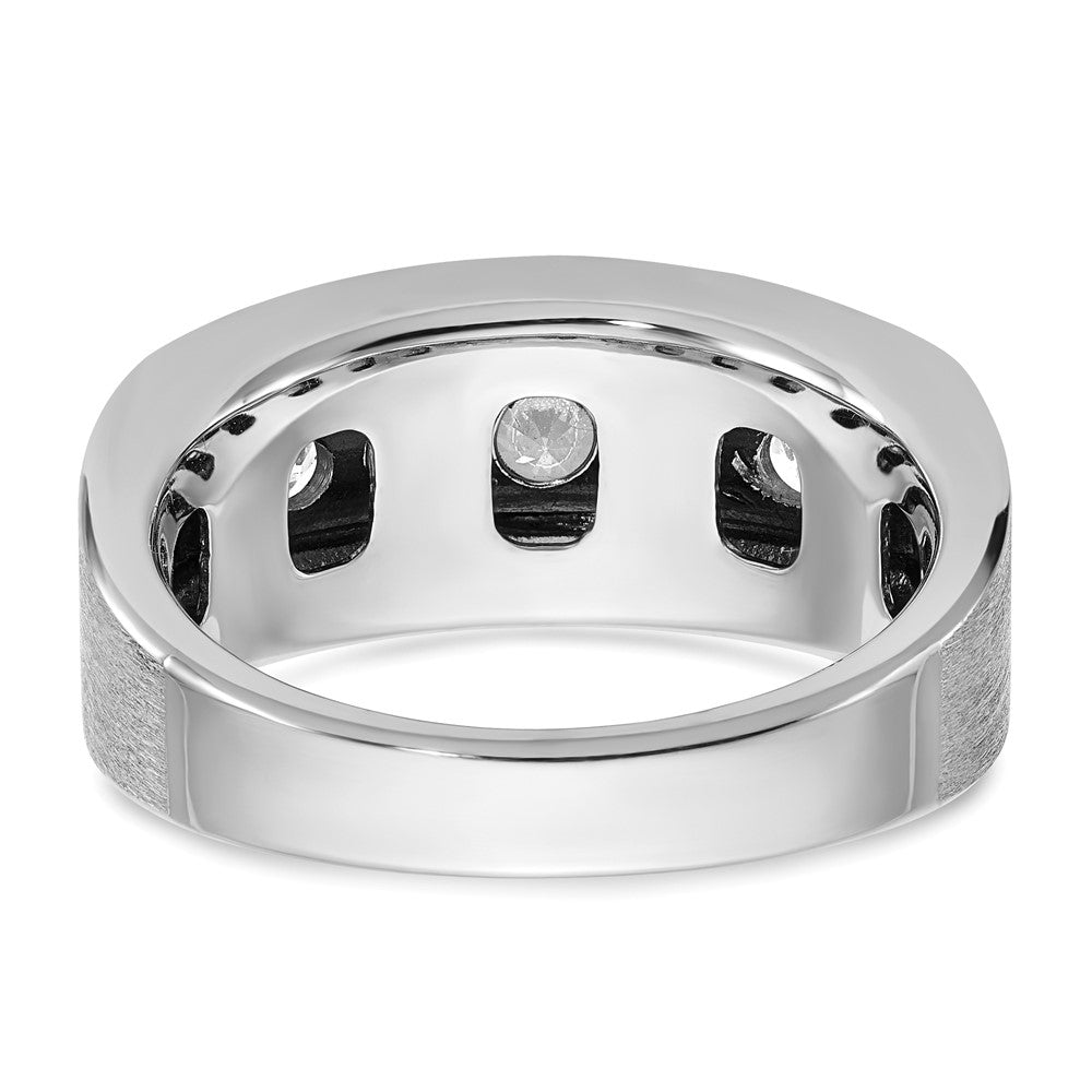 14k White Gold Men's Polished and Satin 5-Stone 1 Carat AA Quality Diamond Ring