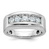 14k White Gold Men's Polished and Satin 5-Stone 1 Carat AA Quality Diamond Ring